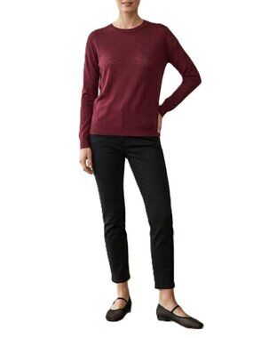 COS Wool-Blend Fine Knit Long Sleeve Top Size Small Burgundy Minimalist EUC